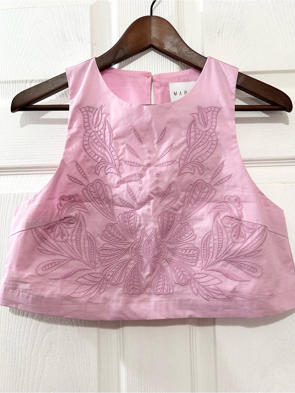 Mable Pink Lavender Embroidered Crop Top Sz S Boho Floral Halter Summer